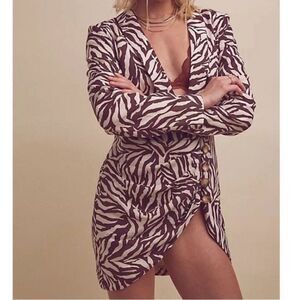 Free People RUMER Cyrus‎ Blazer Linen Dress Zebra XS NWT